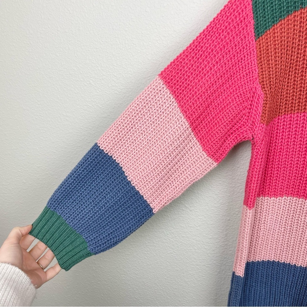 AMERICAN EAGLE OUTFITTERS Oversized Rainbow Striped Mock Neck Sweater Women's S - Picture 5 of 15